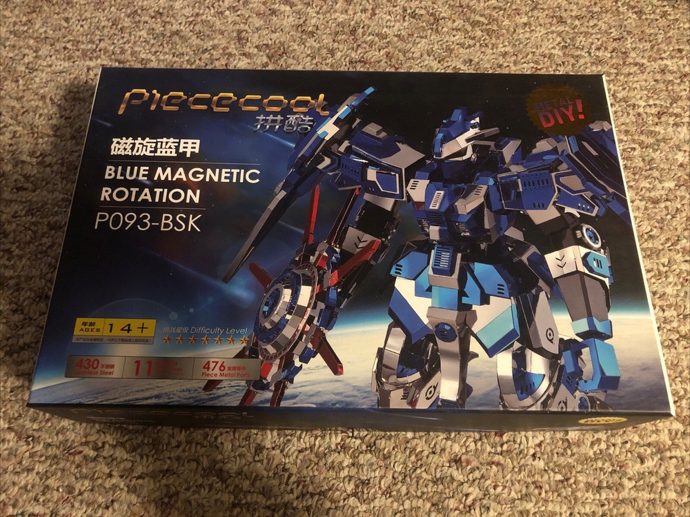 Piececool 3D Metal Puzzle Blue Magnetic Rotation P093-BSK Gundam Like Model NIB