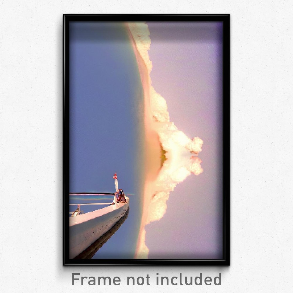 8 Bit White Gulf Pixel Art Poster - Psychedelic Trippy Video Game Print