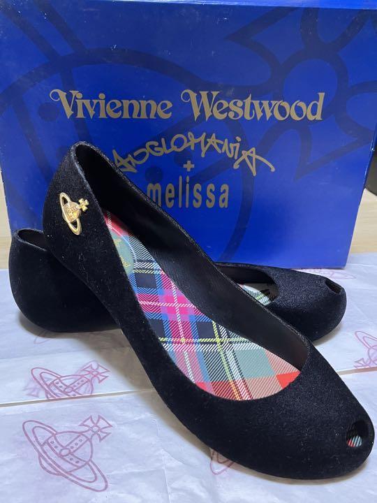 Vivienne Westwood Women 7.0US Anglomania Melissa Velvet Flat Shoes Women Designe