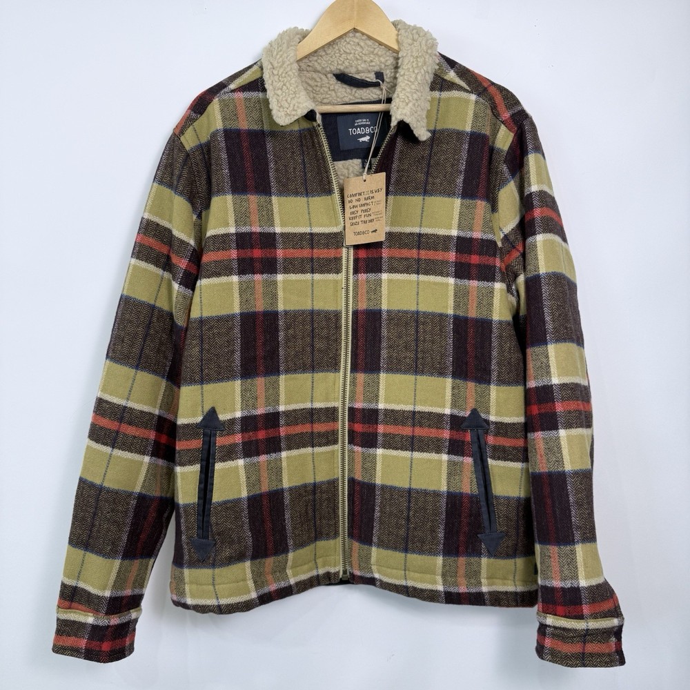 Toad & Co Burntside Plaid Sherpa-Lined Wool Blend Jacket for Men Size L