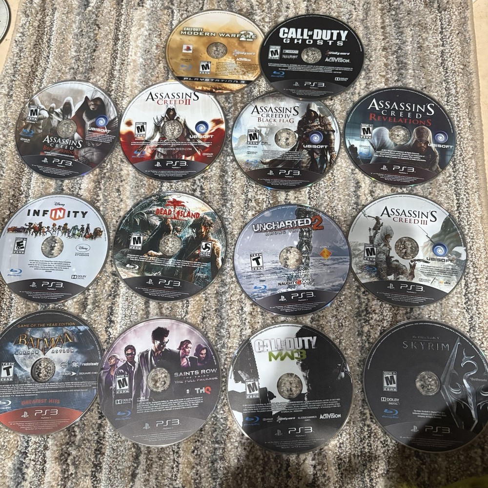 14x Video Game Lot: For PS3 ~ Disc Only No Duplicates Call Of Duty Creed Skyrim
