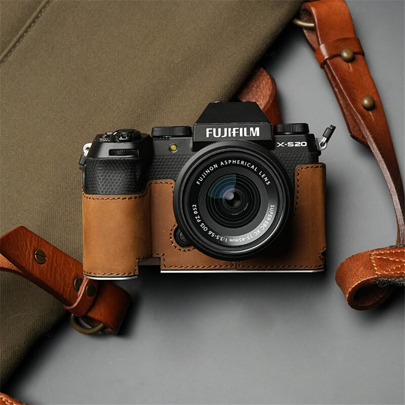 Handmade Leather Metal Insert Half Case for Fujifilm XS20 X-S20 Camera