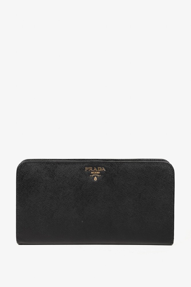 Prada Black Saffiano Leather Large Wallet
