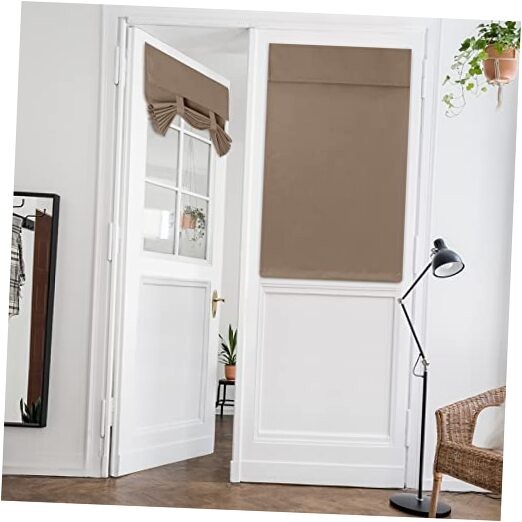 Cappuccino Blackout Door Curtain 26x40 Inches for Privacy Coffee Theme