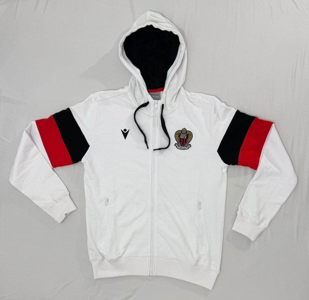 OGC NICE FOOTBALL CLUB  ZIP UP HOODIE WHITE Size Large