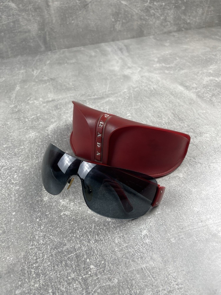 Prada Sport Linea Rossa Y2K Red Wrap Shield Sunglasses Made in Italy