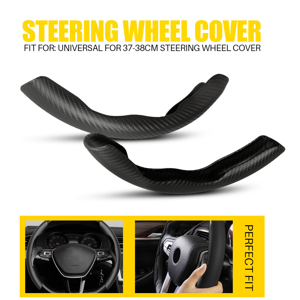 Carbon Fiber NonSlip Universal Car Steering Wheel Cover 38cm Booster