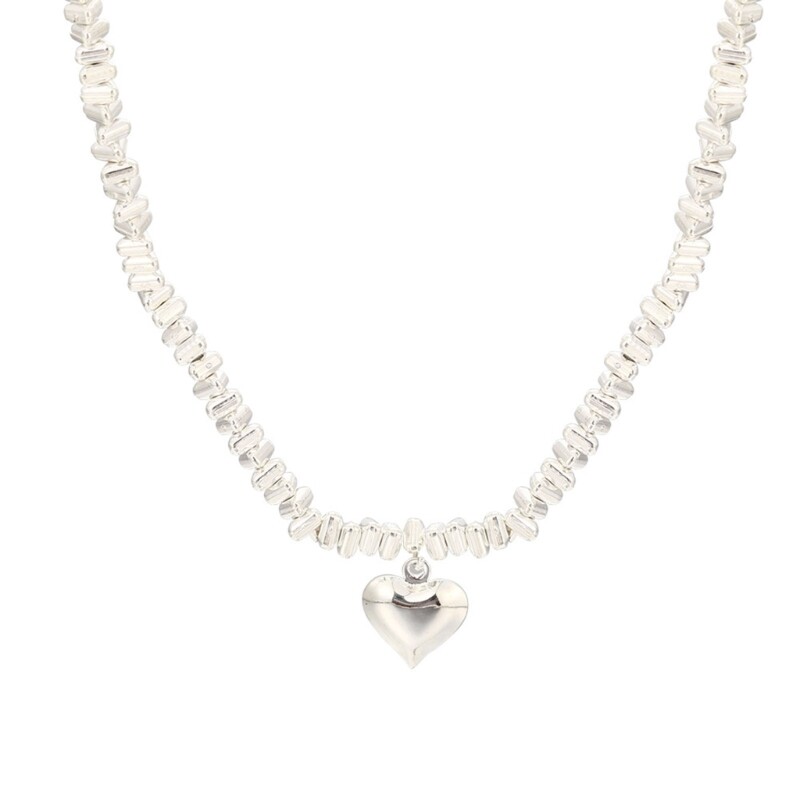 Trendy Heart Charm Necklace Sweater Chain Broken Silver Choker Y2K Jewelry