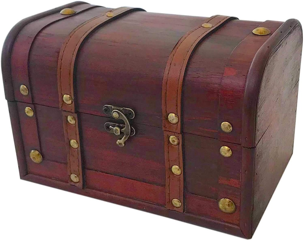 Wooden Leather Decorative Storage Chest Box with Lock and Latch