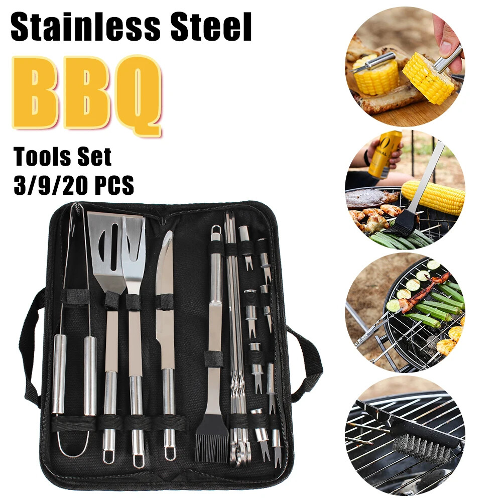 Fathers Day BBQ Utensil Tools Set - Camping  and Outdoor 20 PCS Stainless Steel-image