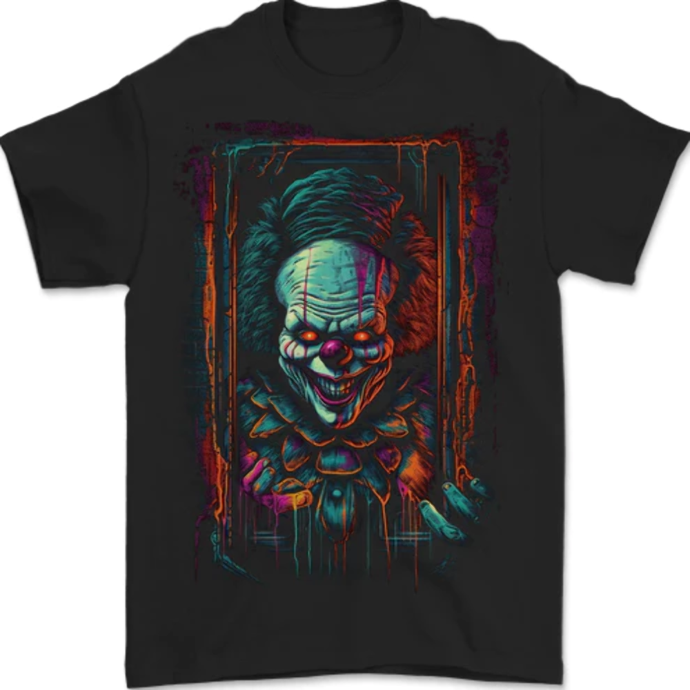 Dark Evil Clown Halloween Mens T-Shirt 100% Cotton