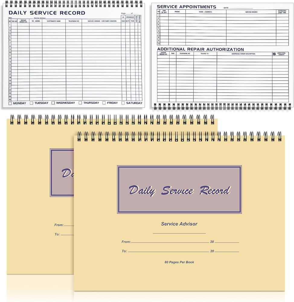 2 Pcs Daily Service Record Book 8.5 X 11 Inch Activity Log Notepads 80 Pages/Boo