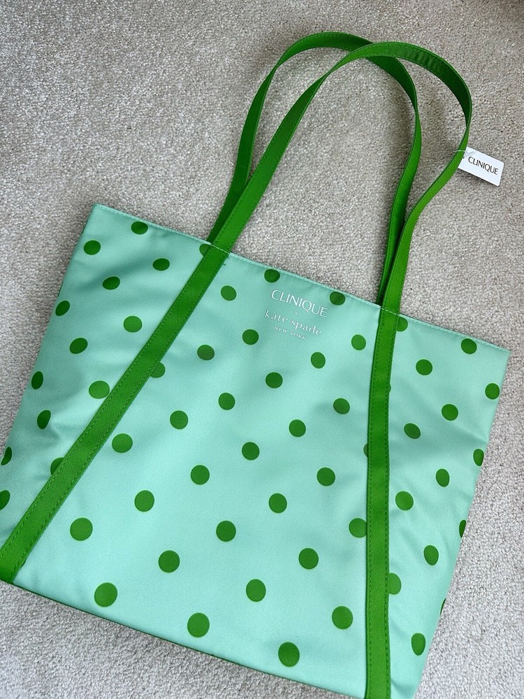 Clinique x Kate Spade Tote Bag- Green Polka Dot ~ New with Tags