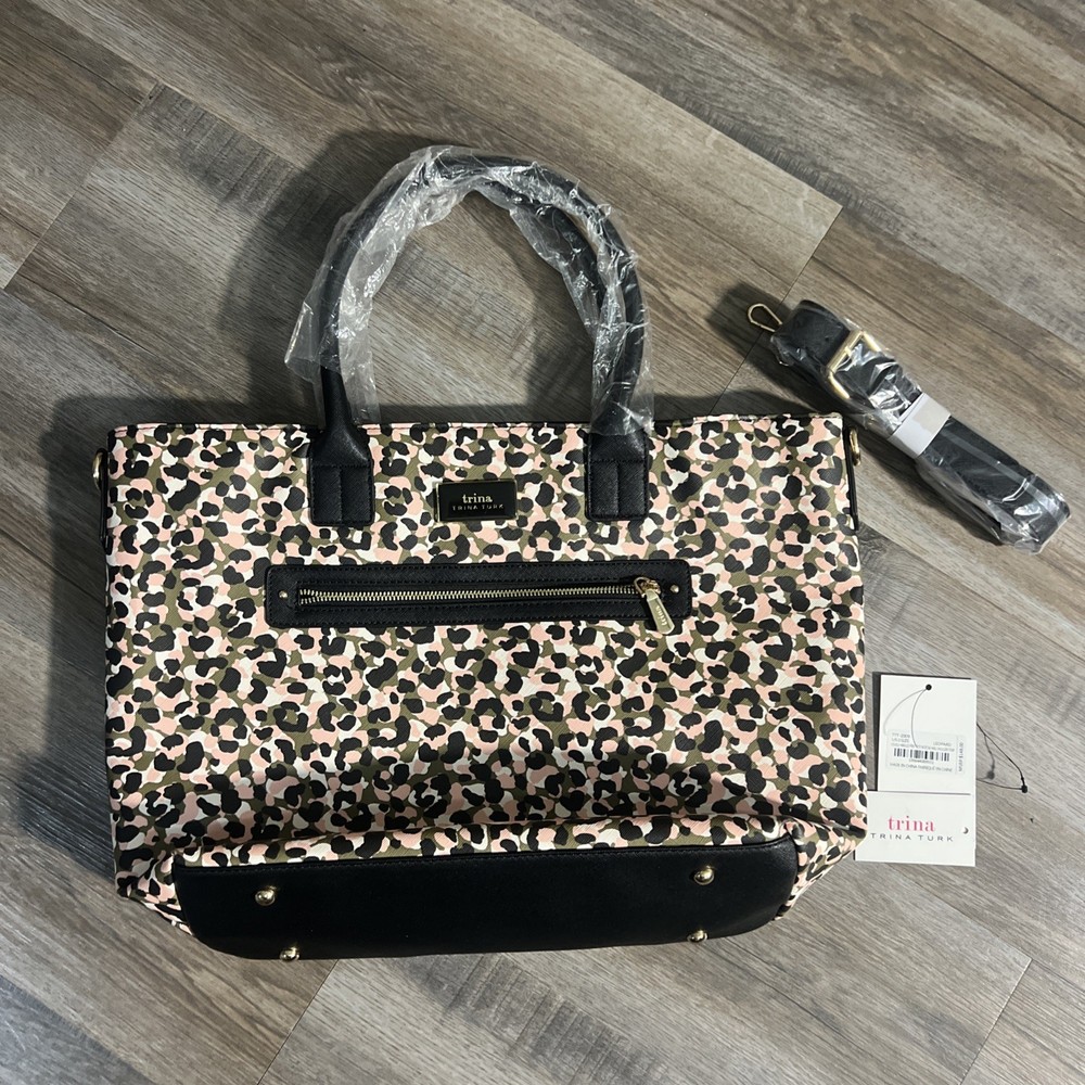 Trina Turk NWT Leopard Double Handle w/Detachable Crossbody Strap $148 MSRP