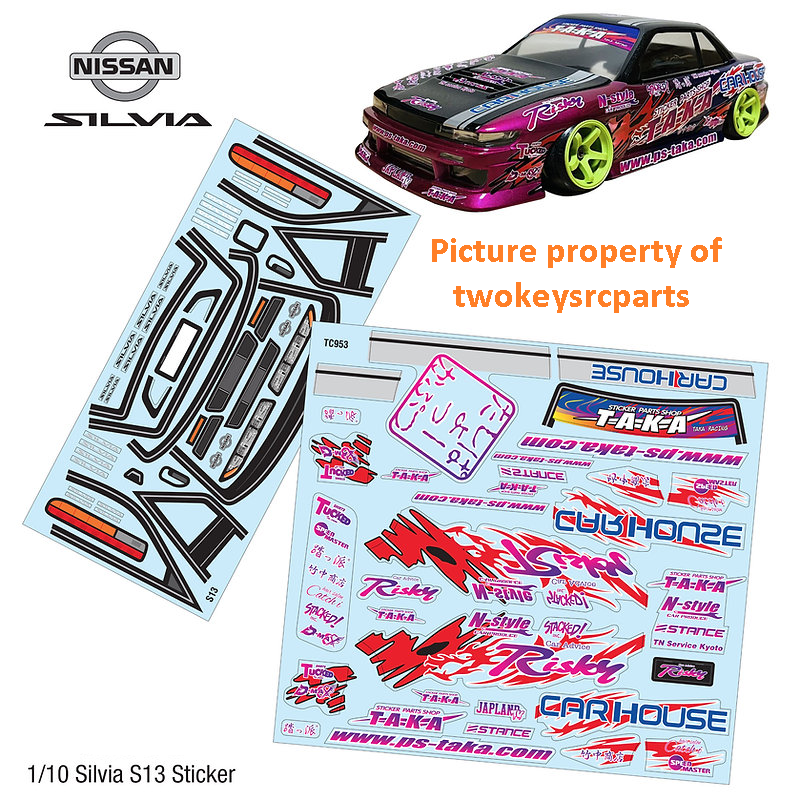 TAKA Carhouse Sticker Set for Nissan Silvia S13 1:10th scale RC drift car.