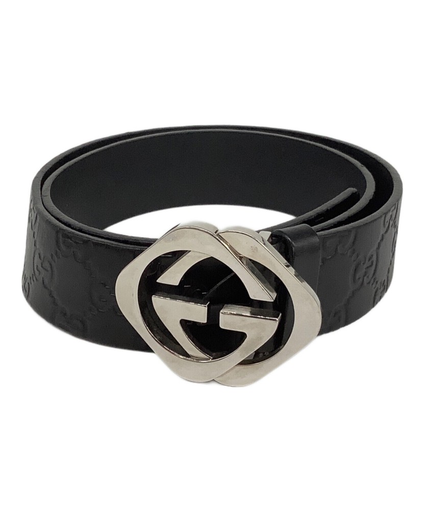 GUCCI Guccissima Black Leather Belt with Buckle Authentic Made in Italy Pre-Owned