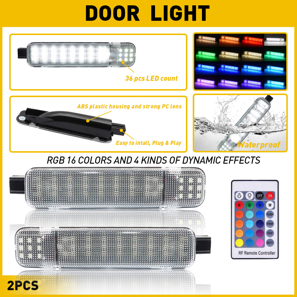 For Chevy Silverado Sierra SUV RGB 2pcs LED Door Panel Courtesy Lights w/ Remote