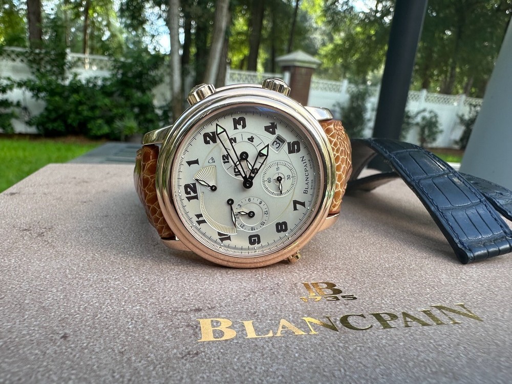 Fully Serviced Blancpain Lemans Alarm GMT Rose Gold Sold As is with Warranty