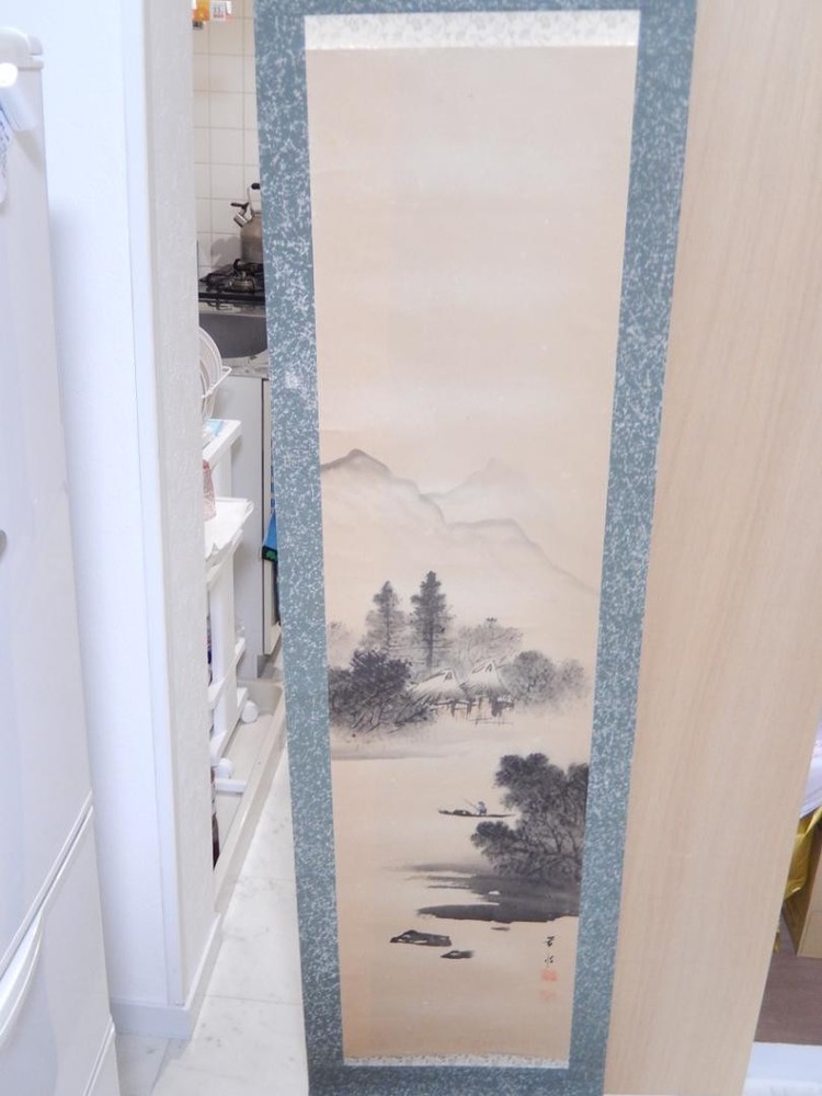Tube Sh0659 Hosui Ink Landscape Map Handwritten Paper Book Hanging Scroll Anti