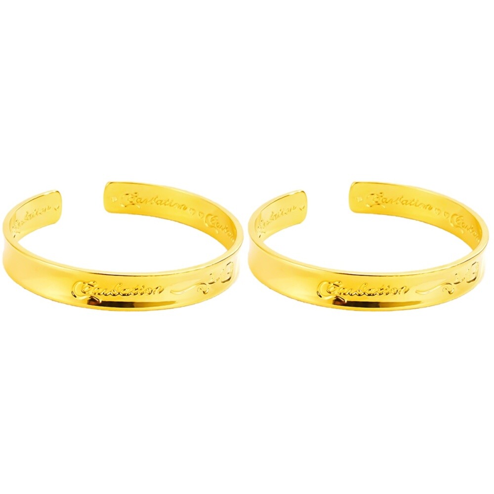 2 Pcs Golden Bracelets for Women Long-lasting Gift Female Friends Miss