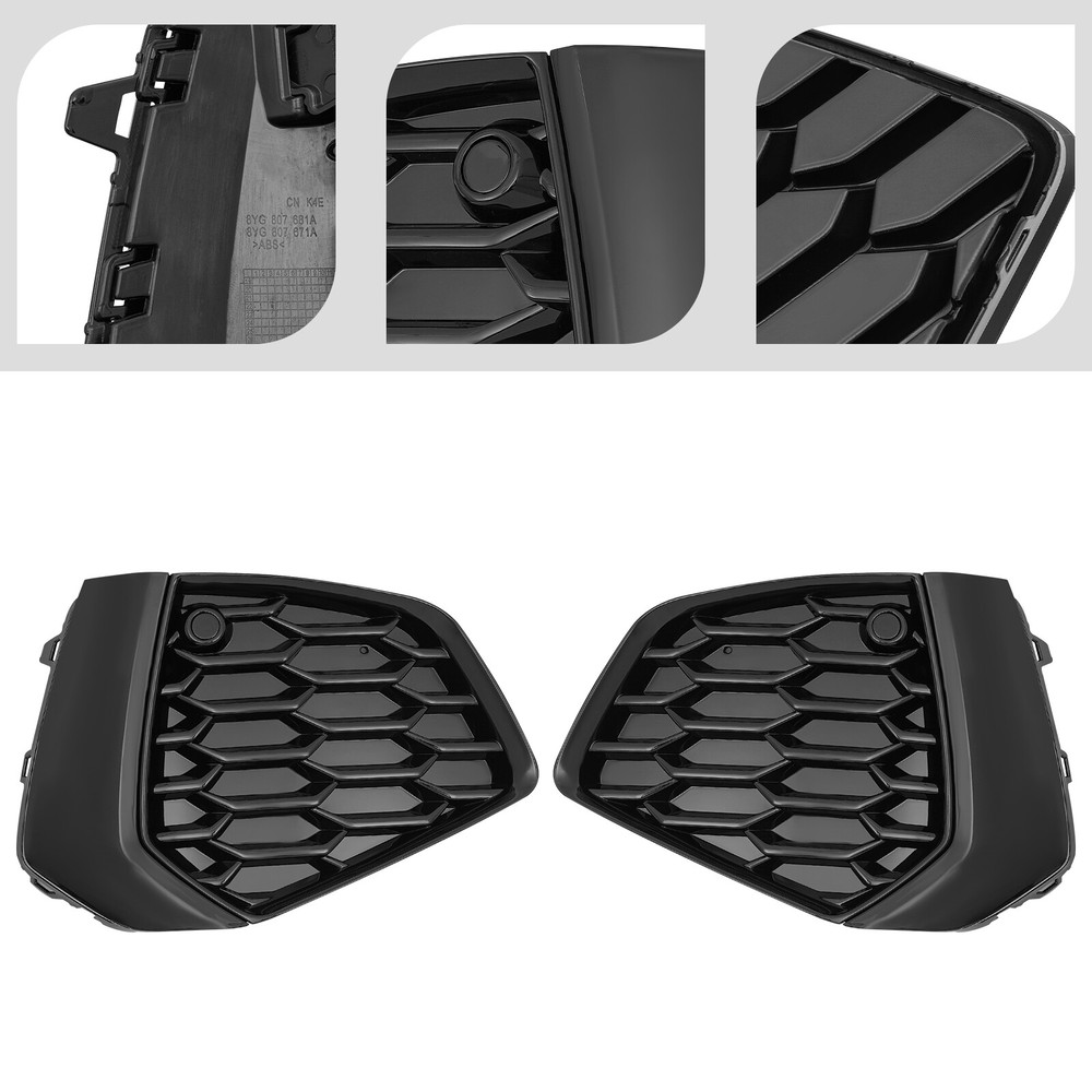 Left & Right Bright Black Fog Light Covers Trim for 2022-2024 Audi A3 S3 PC New