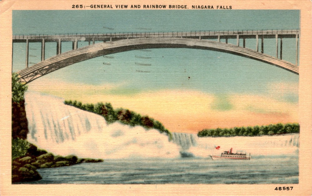 Rainbow Bridge, Niagara Falls, United States, George Washington, Postcard