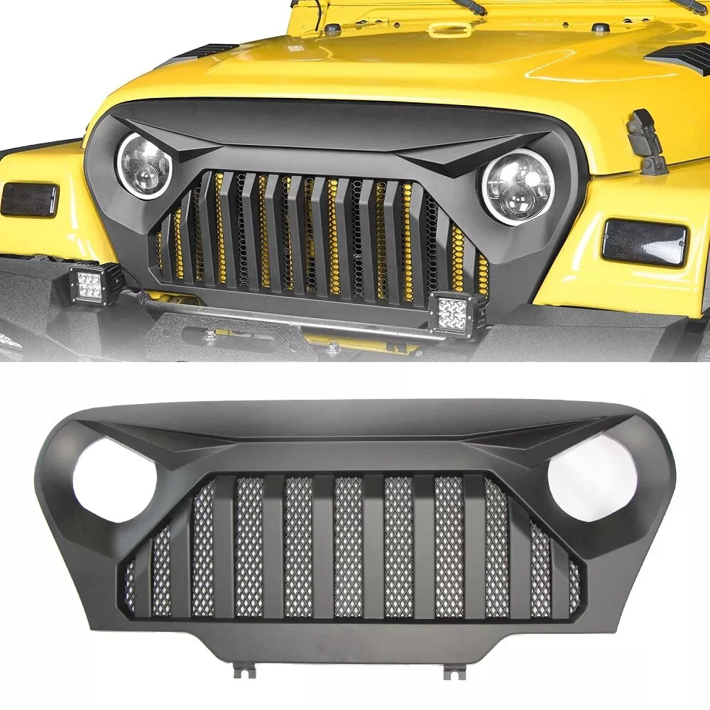 Car Front Grill for 1997-2006 Jeep TJ Wrangler ABS Matte Black Grille Assembly