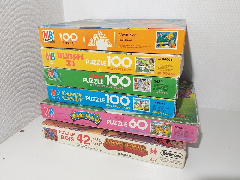 Lot de 6 Puzzles Vintage MB Falcon Ulysse 31, Pac-Man..
