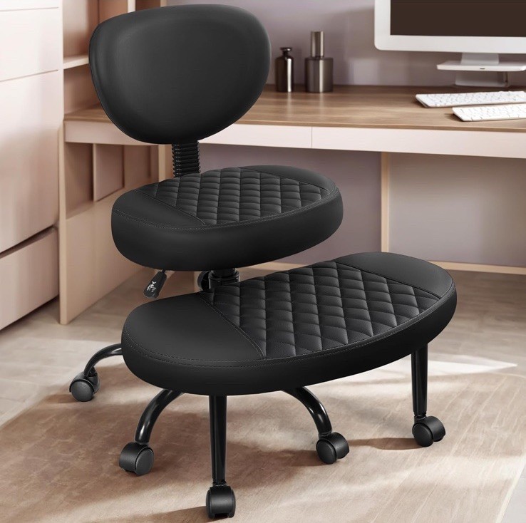 Criss Cross Office Chair - ADHD Cross Legged Chair with Wheels - Black