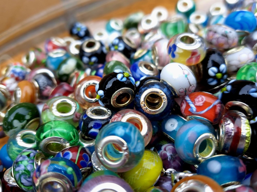 High-Quality 925 Sterling Silver and Glass Murano Slider Beads Lot of 200 Pieces for Jewelry Making