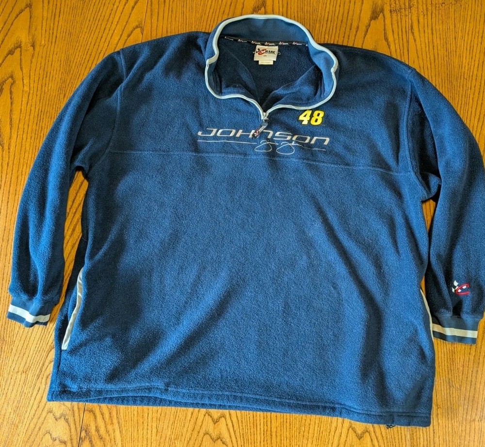 Jimmie Johnson 48 NASCAR Chase Authentics Navy 1/4 Zip Pullover Jacket Mens 2XL