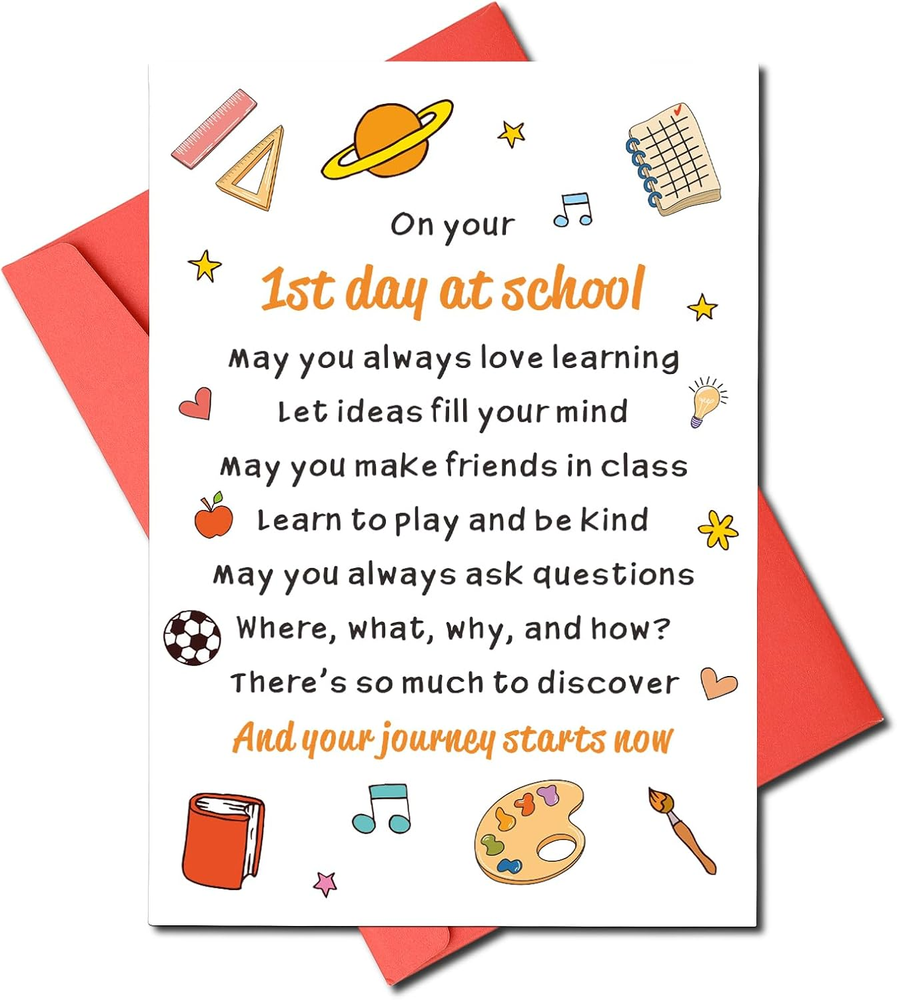 Back to School Inspirational Card, First Day of School Greeting Card, Back to Sc-image