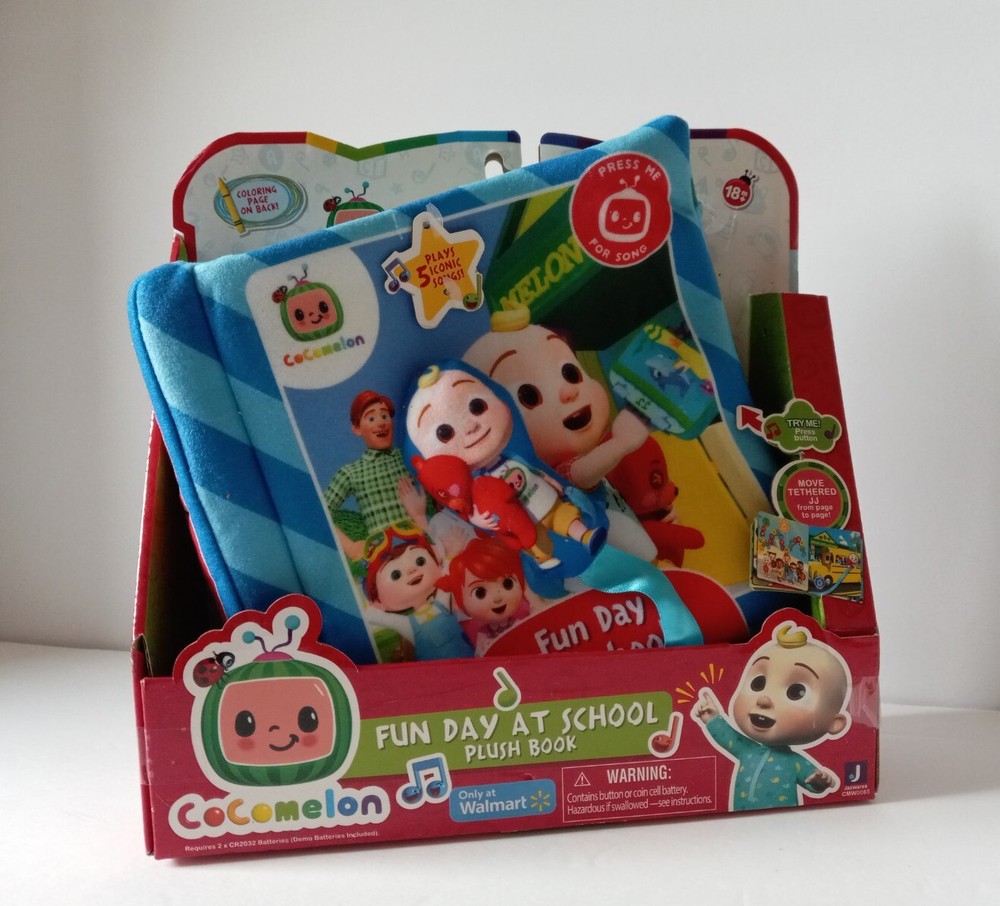 Cocomelon JJ Musical Plush Cloth Book for Kids Fun Day At School Baby Toy  