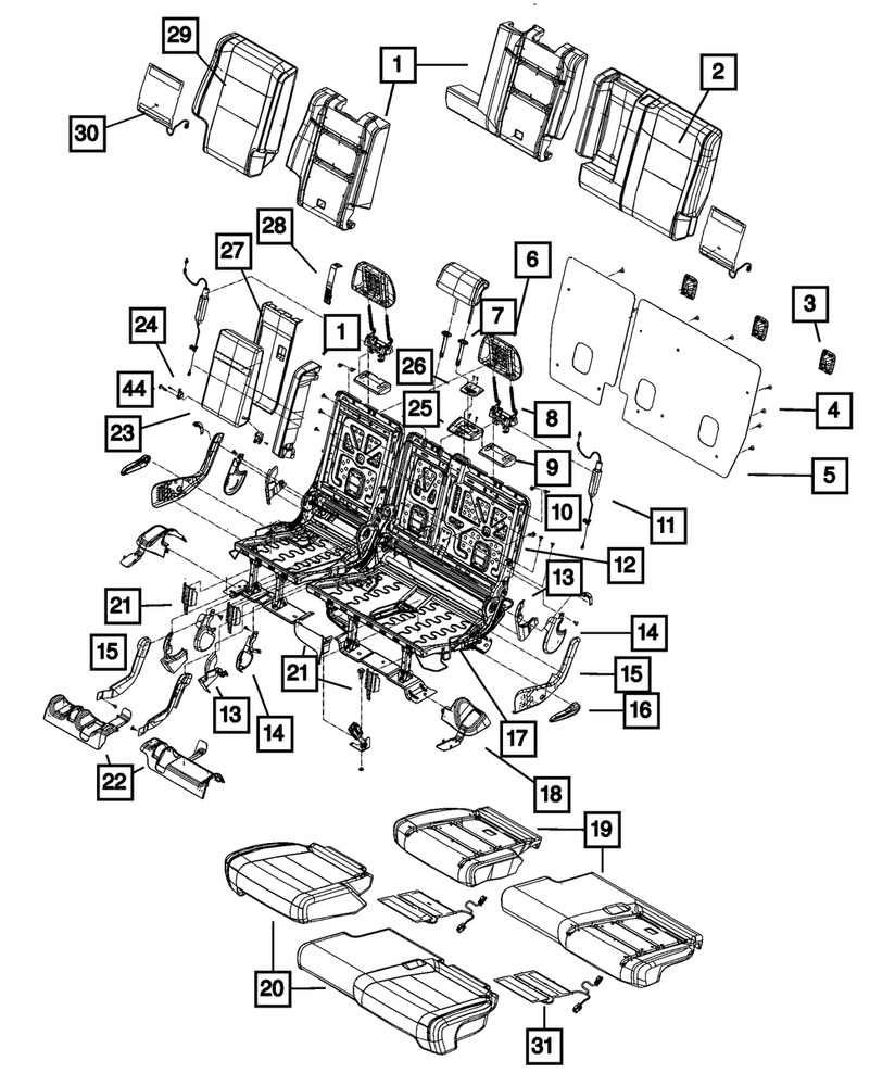 Genuine Mopar Rear Seat Cushion Cover Right 5LK66DX9AA