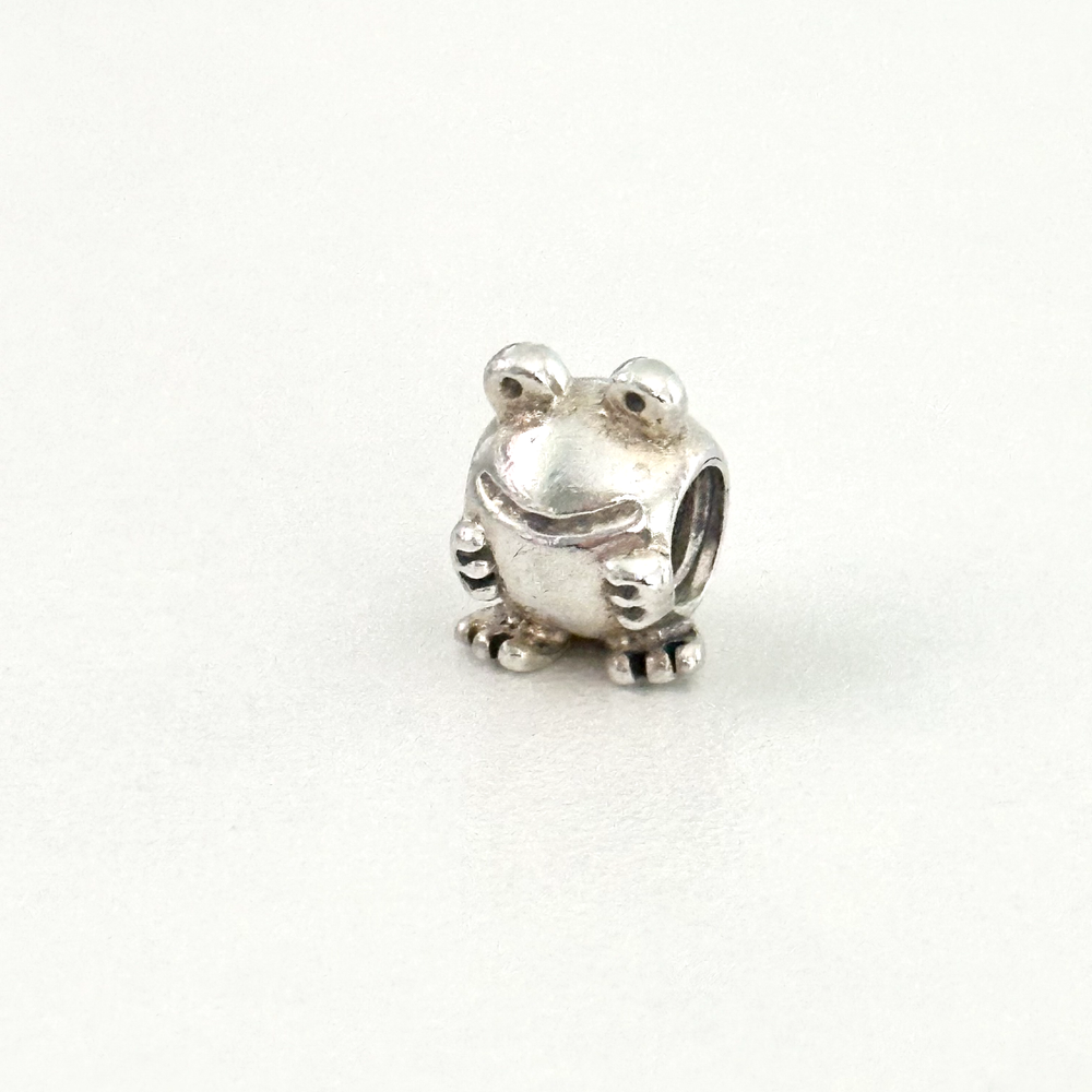 Pandora Retired 925 Silver Lucky Smiling Frog Charm Bead  