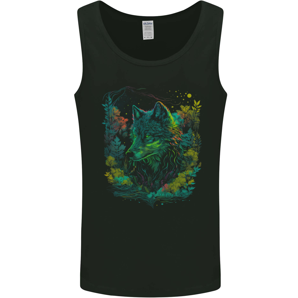 A Fantasy Wolf in the Forest Mens Vest Tank Top