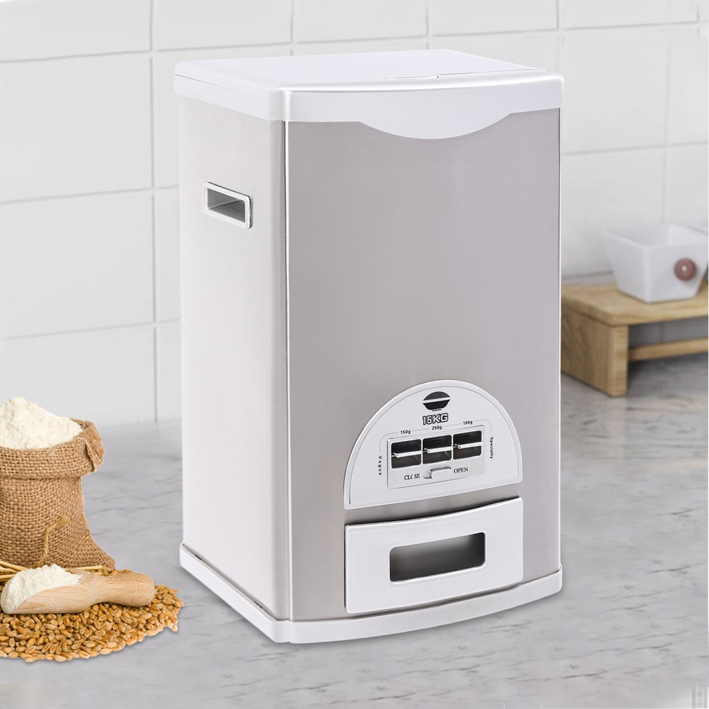 Rice Dispenser Storage Container Food Storage Tank kit 15kg/33lbs Large Capacity