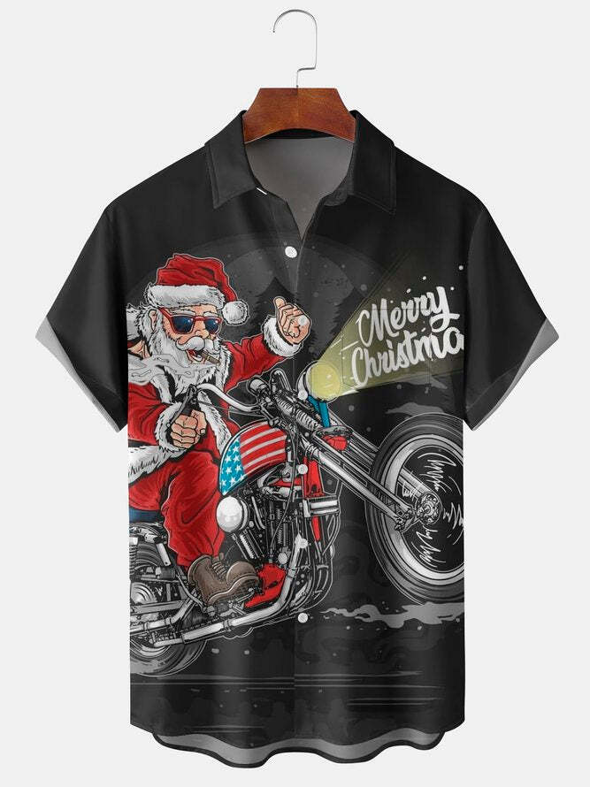 Merry Christmas Santa Rides Motorbike   Hawaiian Shirt