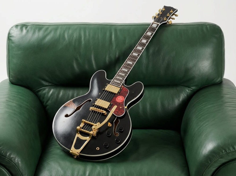 335 Black Electric Guitar Jazz Bridge Mahogany body HH Pickup Rosewood Fretboard