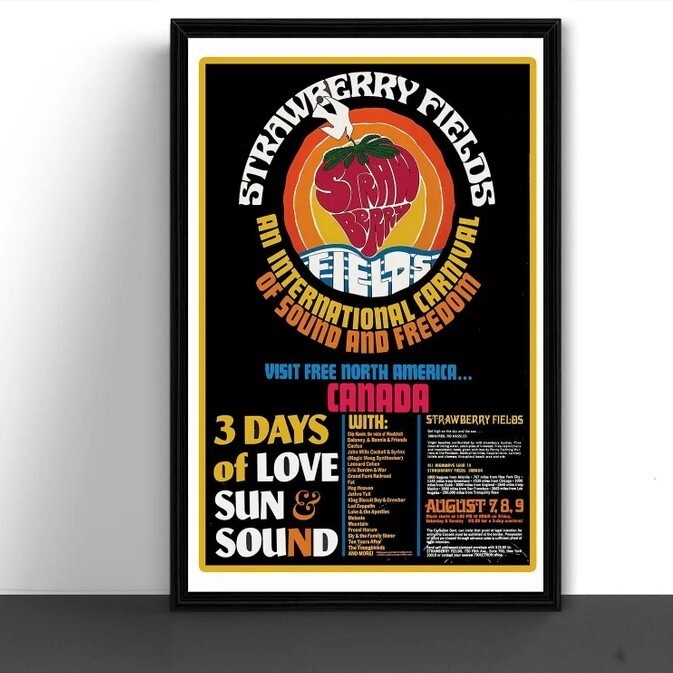 Strawberry Fields Music Festival Concert Tour Poster Art Print 1969