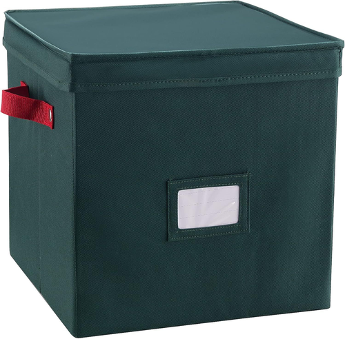 Storage Ornament Box - Holiday Organizer Cube with 64 Individual Green