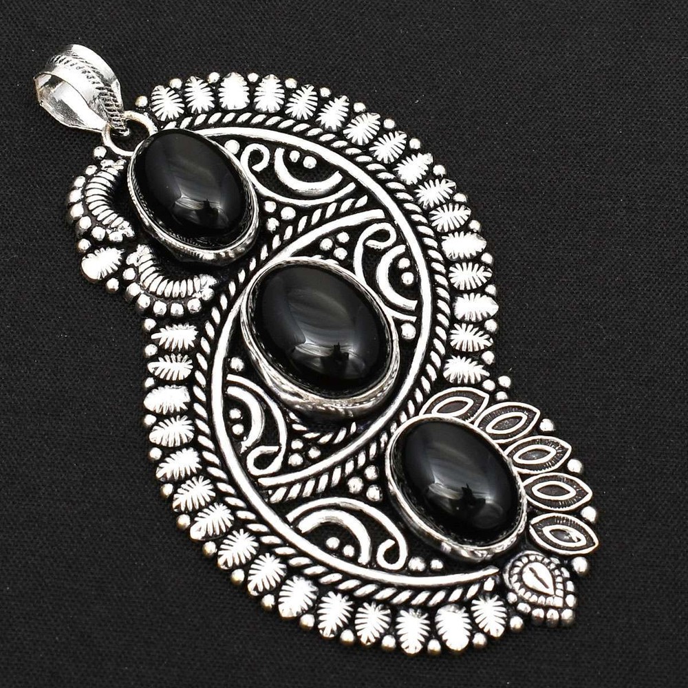 Black Onyx Gemstone Handmade Ethnic Pendant Jewelry Gift For Women 3
