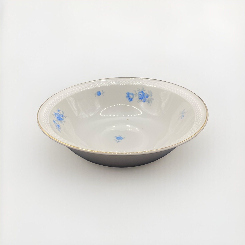 THOMAS BAVARIA Pasta Serving Bowl Ivory Scalloped Blue Roses w/ Gold Trim RARE
