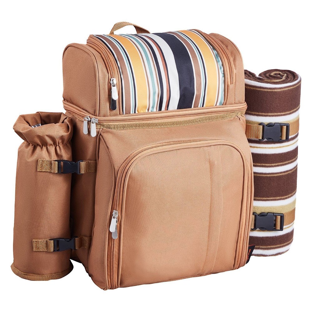 Picnic Backpack, Beach Picnic Backpack Bag for 4 Person with Insulated Cooler Co