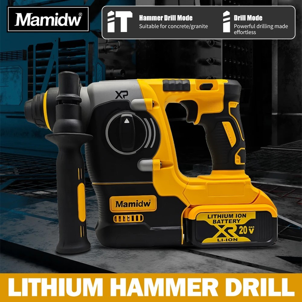 Brushless Rotary Impact Hammer Drill Cordless 2 Modes SDS Metal Concrete Breaker