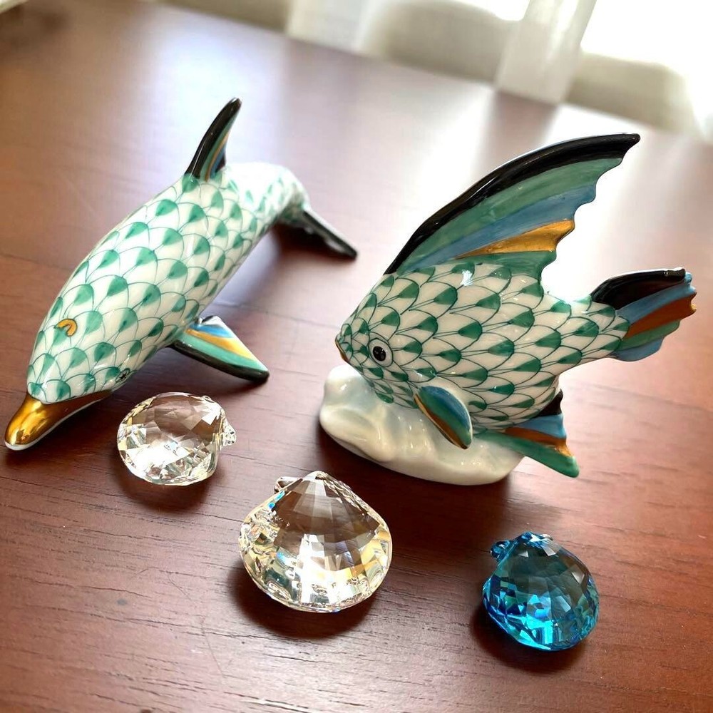 Herend figurine Set of 2 types of tropical fish dolphins