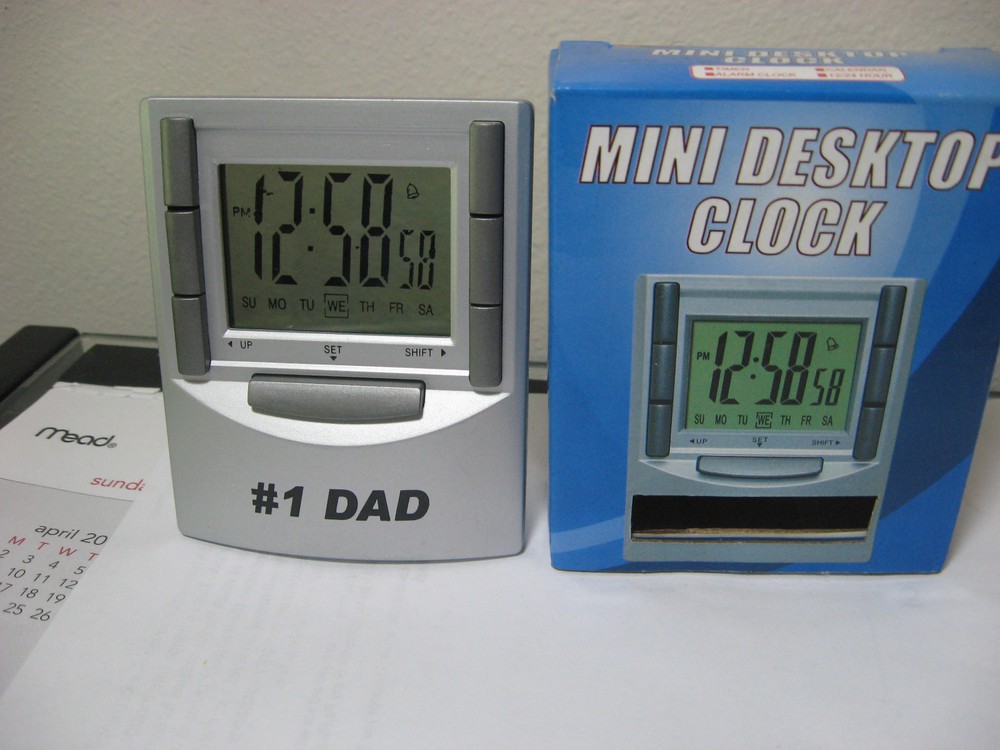 FATHERS DAY Travel Alarm Clock  HAS # 1 DAD PRINTED ON FRONT # 331-image