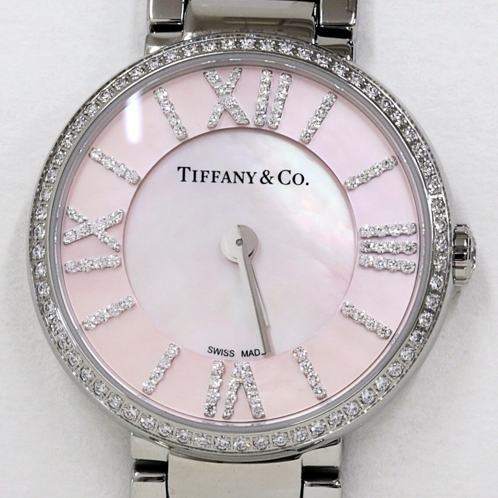 Tiffany Atlas 2 Hand 69291619 Watch Diamond Bezel Diamond Dial Mother of Pearl