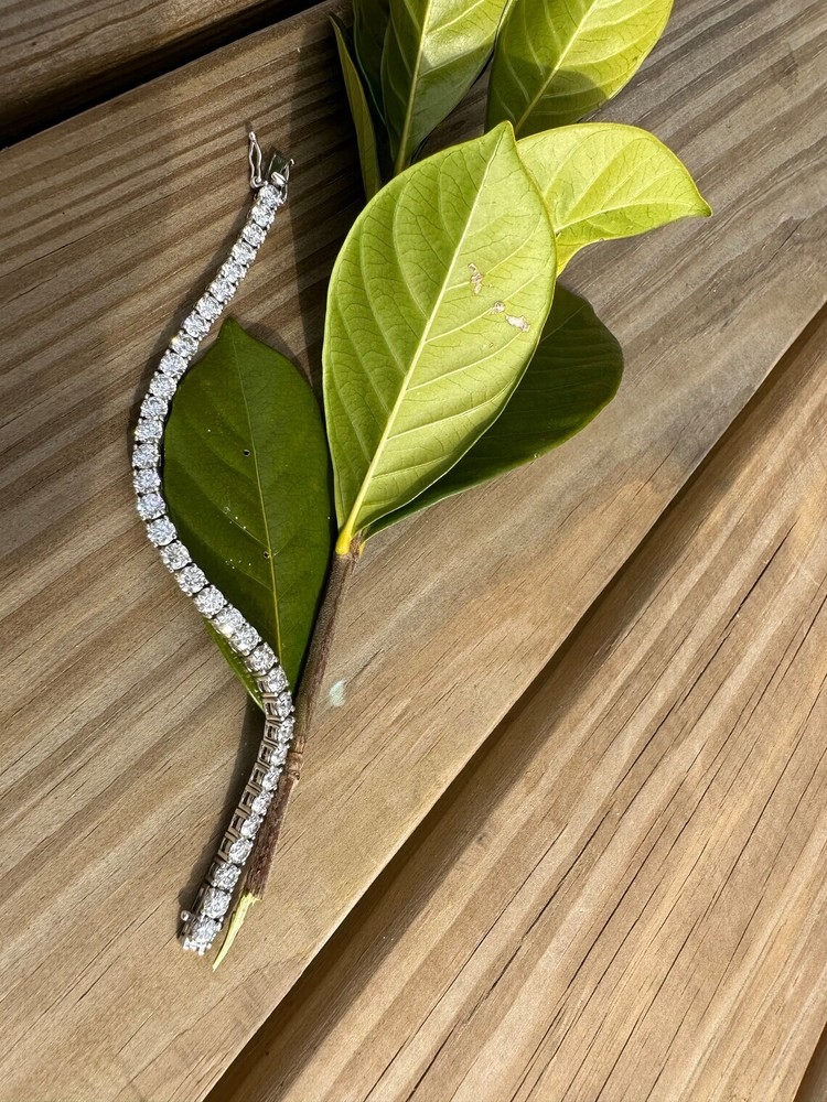 6Ct Round Natural Moissanite Women's Tennis Bracelet in 925 Silver 7 Inch