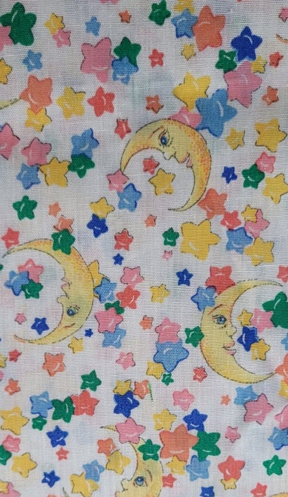 Vintage Cranson Print Works Cresent Moon And Stars 1yd Cotton